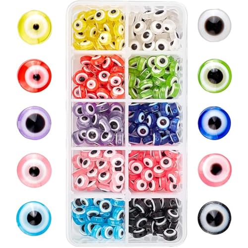 CXNXFD 300Pcs Evil Eye Beads 8mm Multicolor Resin Beaded Set DIY Armband Halskette Zubehör Dekorative Verschiedene Kleine Gegenstände von CXNXFD