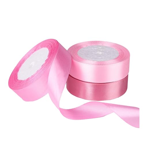 CXNXFD 3Pcs Geschenkband Rosa Serie Verpackung Band 2.5cm*22m Ribbon Bow Making Blume Verpackung Band Polyester Band Hochzeit Kuchen Band Urlaub Party Hochzeit Dekoration Seide von CXNXFD