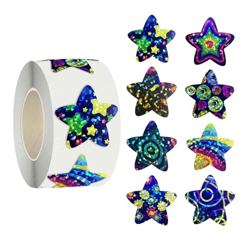 CXNXFD 500pcs 2.5cm Selbstklebender Stern Aufkleber - Holographische Glitzer Universum Raum Muster Bonus Aufkleber - Dekoration, Aufkleber Etiketten, DIY Kunsthandwerk Zubehör von CXNXFD