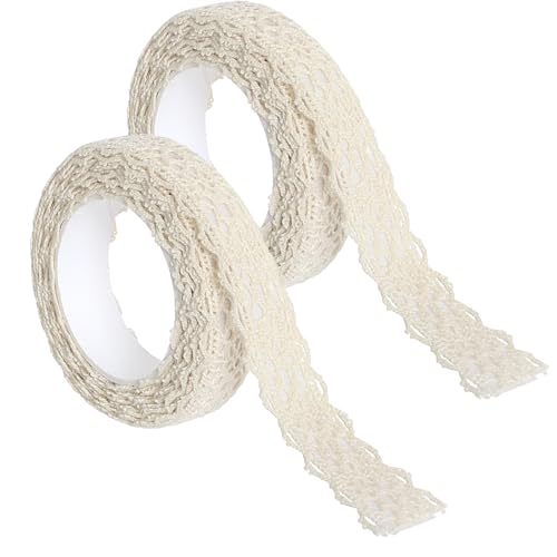 CXNXFD Dekorative Spitze Muster Klebeband DIY Scrapbooking Spitzenband Aufkleber für Kartenherstellung Ledger Rahmen Selbstklebende Bastelbänder zum Nähen Handwerk Hochzeit Dekoration (Beige) von CXNXFD