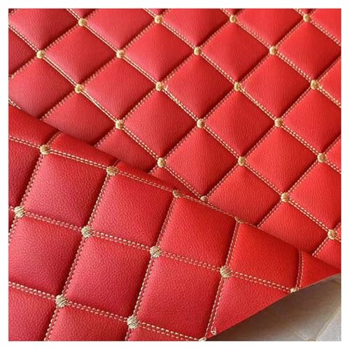 100x160cm Schwarz Kunstleder Lychee Muster PU Leder Stoff Reparatur Patch Für Sofa Couch Autositz Möbel(Colour: Schwarz (rote Linie))(Red,1.6x10m) von CXPMY