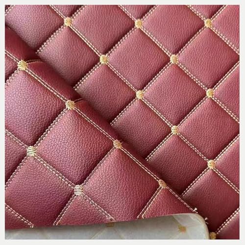 100x160cm Schwarz Kunstleder Lychee Muster PU Leder Stoff Reparatur Patch Für Sofa Couch Autositz Möbel(Colour: Schwarz (rote Linie))(Wine red,1.6x10m) von CXPMY