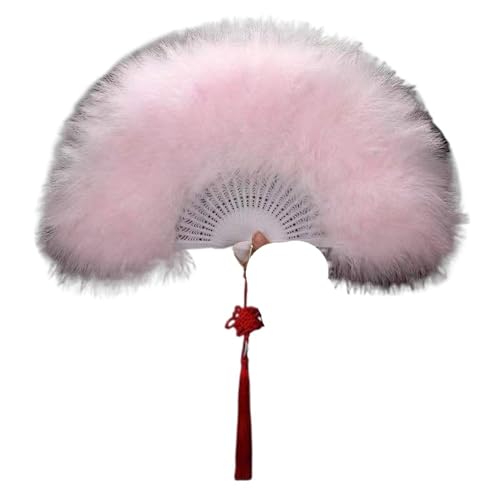 CXPMY Federtanz Fächer Feder Faltfächer Süße Mädchen Tanz Hand Fan Kunst Handwerk Geschenk Hochzeit Party Dekoration(Color-11) von CXPMY