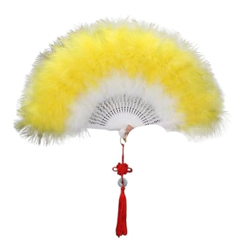 CXPMY Federtanz Fächer Feder Faltfächer Süße Mädchen Tanz Hand Fan Kunst Handwerk Geschenk Hochzeit Party Dekoration(Color-22) von CXPMY