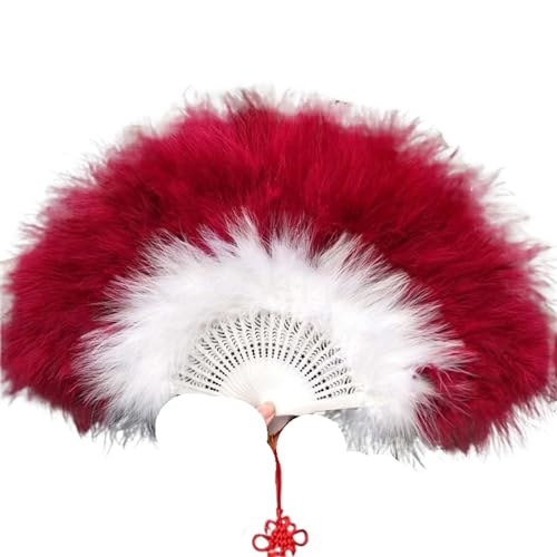 CXPMY Federtanz Fächer Feder Faltfächer Süße Mädchen Tanz Hand Fan Kunst Handwerk Geschenk Hochzeit Party Dekoration(Color-23) von CXPMY