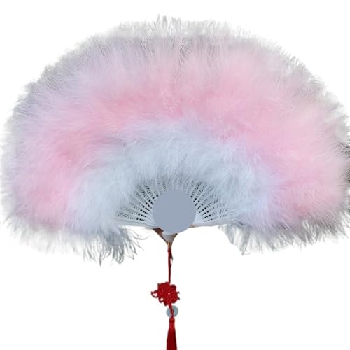 CXPMY Federtanz Fächer Feder Faltfächer Süße Mädchen Tanz Hand Fan Kunst Handwerk Geschenk Hochzeit Party Dekoration(Color-24) von CXPMY