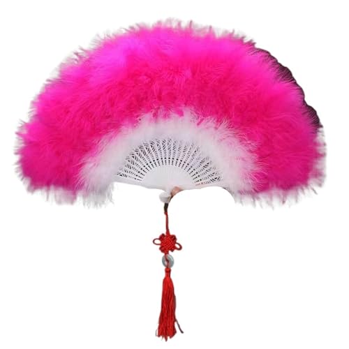 CXPMY Federtanz Fächer Feder Faltfächer Süße Mädchen Tanz Hand Fan Kunst Handwerk Geschenk Hochzeit Party Dekoration(Color-32) von CXPMY