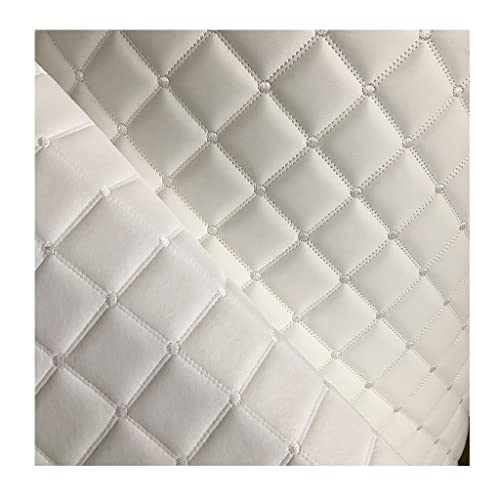 CXPMY Kunstleder Gesteppt Kaschiert Leder Polsterstoff Kunstleder PVC Gestepptes Kaschiert Dekostoff for Auto Innenraum DIY Dekor 1.6x1M(White,1.6x1m) von CXPMY