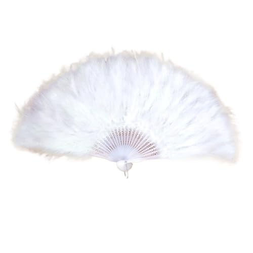 Federtanz Fächer Home Decoration Crafts 28 Knochen Farbe Feder Falten Tanz Hand Fan Phantasie Kostüme Hochzeit Party Supplies(Color-5) von CXPMY