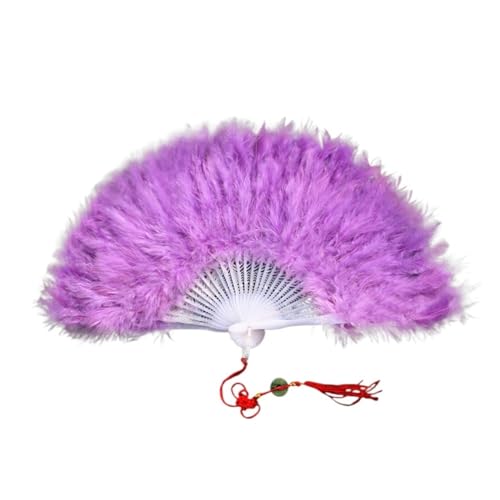 Federtanz Fächer Home Decoration Crafts 28 Knochen Farbe Feder Falten Tanz Hand Fan Phantasie Kostüme Hochzeit Party Supplies(Color-6) von CXPMY