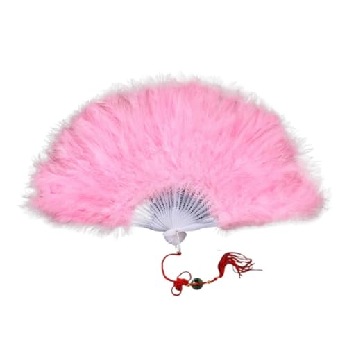 Federtanz Fächer Home Decoration Crafts 28 Knochen Farbe Feder Falten Tanz Hand Fan Phantasie Kostüme Hochzeit Party Supplies(Color-9) von CXPMY