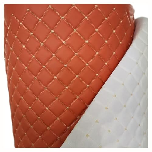 Kunstleder Lederkonzept Kunstleder Polsterstoff Gesteppt Kaschiert Meterware Möbelstoff Dekostoff,Weiß (Color : Weiß Square, Size : 1.6x1m/5.25x3.28ft)(Oranje,1.6x10m) von CXPMY