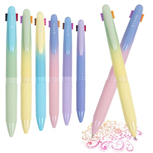 CXRYLZ 6PCS 4 in 1 Kugelschreiber Mehrfarbig, 12 Farben Kugelschreiber Pastellfarben, 0,7mm Feinschreiber Kugelschreiber Krankenschwester for Schule Kinder Geschenk Writech von CXRYLZ-FUR