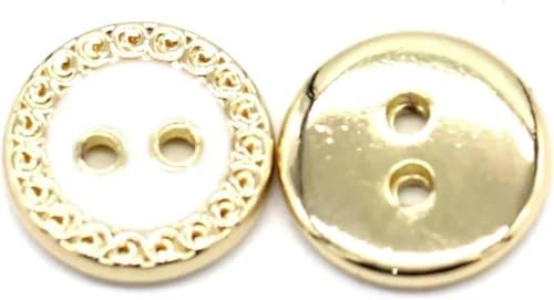 11 mm 2-Loch-Mini-Metallknöpfe in Gold für Kinderhemden, Kleider, Oberteile, Strickjacken, Uniformen, Nähzubehör-Goldweiß 1–11 mm 10 Stück von CXTHPFC