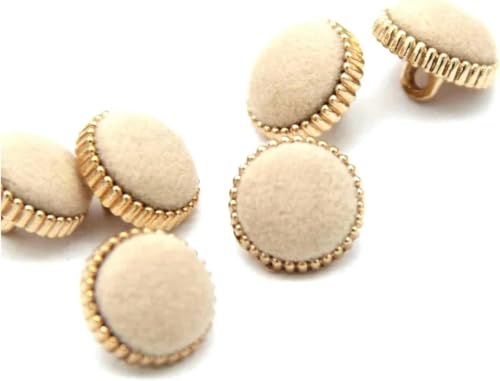 13 mm kleine Stoffknöpfe mit Metallgriff für Hemden, Mäntel, Pullover, dekoratives Nähzubehör, Braun-Beige-13 mm, 10 Stück von CXTHPFC