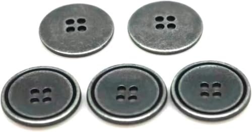 20 Stück 20 mm flache Knöpfe mit Mustergravur Nähknöpfe Nähzubehör DIY Metallknöpfe-Gun Black 2Circle-20Pieces von CXTHPFC