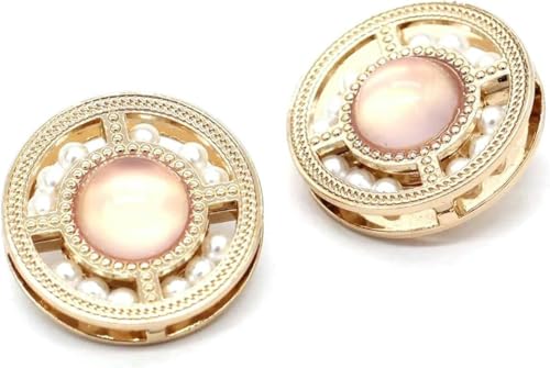 6 Stück 18/23 mm runde hohle Metallknöpfe für Kleidung, Anzug, Jacke, Knopf, Nähzubehör-Gold Pink-18 mm 6 Stück von CXTHPFC