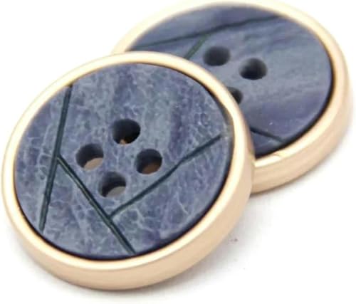 Runde Nähknöpfe aus Metall mit 4 Löchern für Kleidung, Mäntel und Anzüge, Kleidungsdekoration, DIY-Bastelzubehör, 20 mm, 6 Stück, Blau, 18 mm, 6 Stück von CXTHPFC