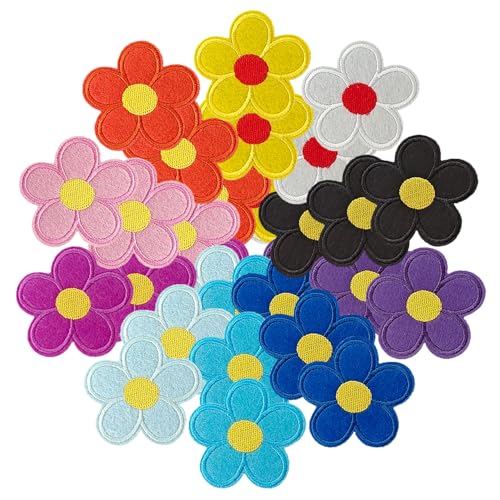 CXWLJL 30 Stück Blumen Bügelbilder Sonnenblume Aufbügler Flicken Blumen Kleidung Reparatur Applikation Ästhetik Stickerei Applikation Patches von CXWLJL