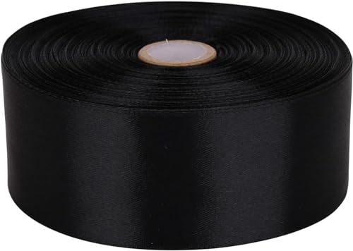 CXY Doppeltes Satinband zum Verpacken von Geschenken, DIY-Kreationen, Länge 25 Yards (SCHWARZ, 4 cm) von CXY