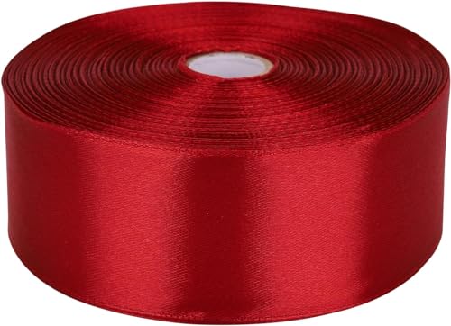 CXY Doppeltes Satinband zum Verpacken von Geschenken, DIY-Kreationen, Länge 25 Yards (rot, 4 cm) von CXY