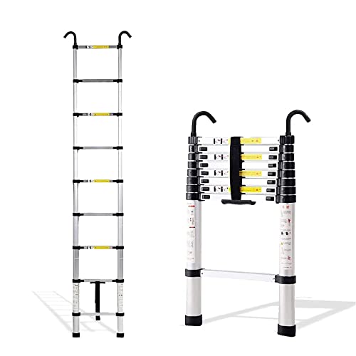 Faltbare Dachbodentreppe, hohe Aluminium-Teleskopleiter, Multifunktions-Teleskopleiter mit 2 abnehmbaren Haken, 6 m/5 m/4 m/3 m/2 m/1 m, Klappleiter, Dachboden-Treppe (A 1,5 m/4,9 Fuß) von CXYMUWC