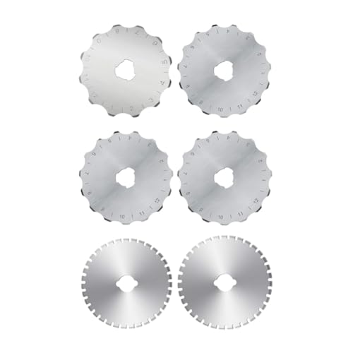 CYBUCH 45-Mm-Rotationsschneiderklingen mit Häkelkante, Skip-Stich-Rotationsklingen, Perforierende Rotations-Ersatzklingen, 6er-Pack, Einfach zu Verwenden von CYBUCH