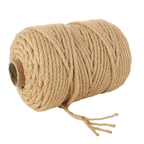 CYEAH 1 Rolle 100 m natürliche Jute-Schnur, 6 mm, 3-lagig, dünnes Band, Hanfschnur, natürliches Juteseil für Bastelpflanzen, Geschenkverpackungen, Weihnachten, handgefertigte Kunstdekoration, von CYEAH