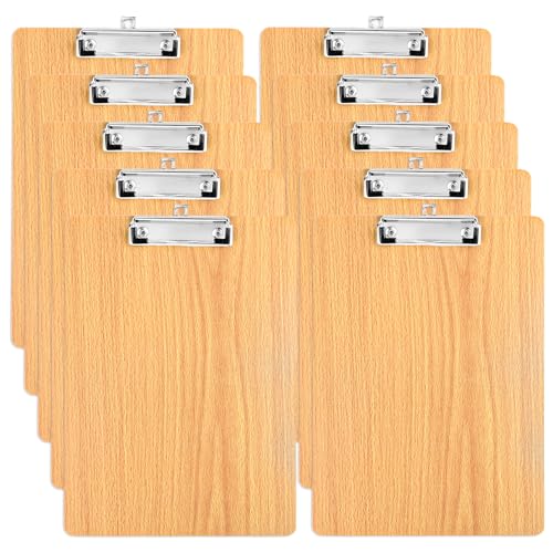 CYEER 10 Stück Klemmbrett A4 Holz Extra Dick 4MM, Klemmbretter A4, Schreibbrett Klemmbrett, Clipboard mit Metalklemme und Aufhängeose für Büro, Restaurant, Schule(225x318MM) von CYEER