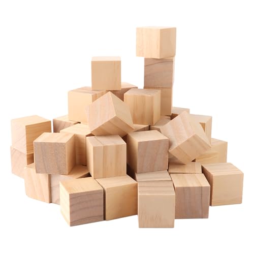 CYEER 100 Stück Holzwürfel 30x30x30MM, Holzwürfel Blanko, Natur Würfel Holz, Bastelklötzchen Holz Würfel Unbehandelt Blanko, Holzblock für DIY, Mathematik, Bausteine, Puzzle von CYEER