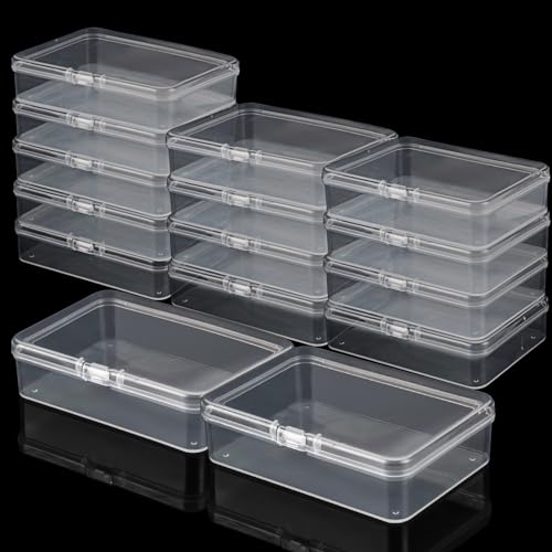 CYEER 15 Stück Klein Aufbewahrungsbox mit Deckel, 9.5x6.5x2.5CM Sortierboxen für Perlen, Mini Plastik Boxen, Rechteckige Transparent Aufbewahrungsboxen für Pillen, Schmuck, Schrauben, Bastelzubehör von CYEER