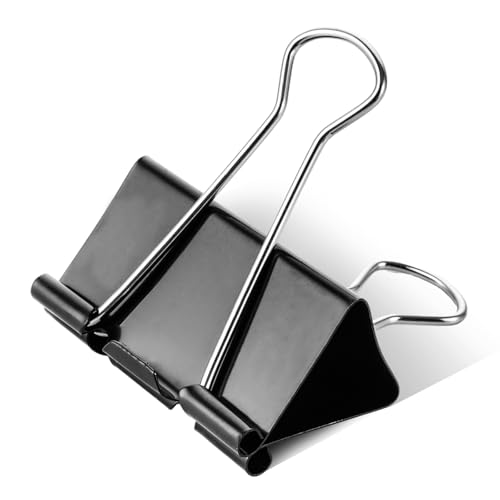 CYEER 36 Stück Foldback Klammern 51mm, Schwarz Papierklammern, Büroklammern Klammern Metall Binder Clips Vielzweckklammern für Büro Schule Notizen Briefpapier von CYEER