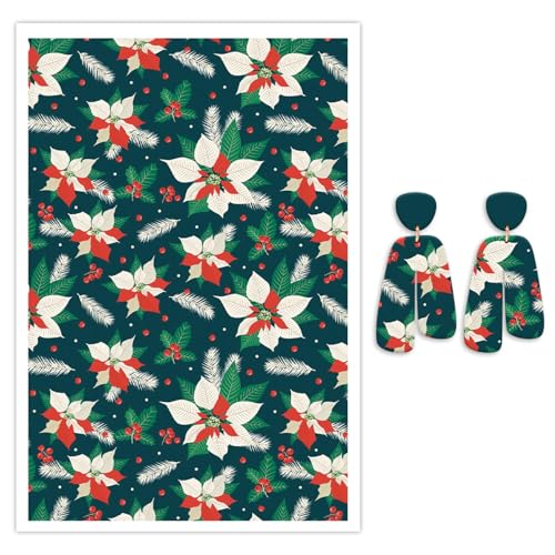 10 Blatt Weihnachtsstern-Transferpapier für Ohrringe und Polymerton, wasserlösliches Transferblatt für Polymerton, DIY, Kunst, Handwerk, Schmuck, Ohrringe, 14 x 8 cm 10 Blatt Weihnachtsstern-Transferpapier für Ohrringe und Polymerton, wasserlösliches Transferblatt für Polymerton, DIY, Kunst, Handwerk, Schmuck, Ohrringe, 14 x 8 cm von CYFUN DESIGN