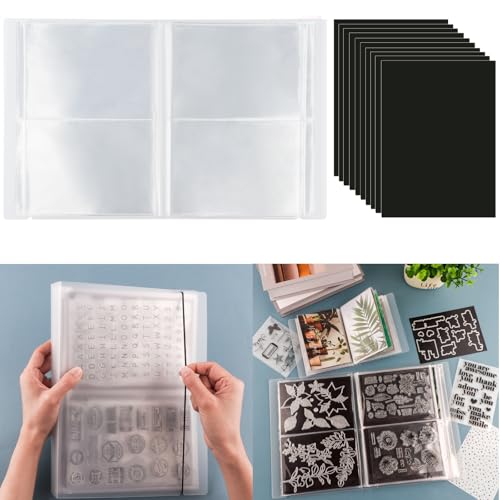 10 Stück 0,3 mm dicke Magnetblätter & 80 Taschen/20 Seiten Aufbewahrungsalbum für Stempel und Stanzformen, Aufbewahrungsbuch, Organizer für Aufbewahrung, Stanzen, DIY, Scrapbooking, Kartenherstellung von CYFUN DESIGN