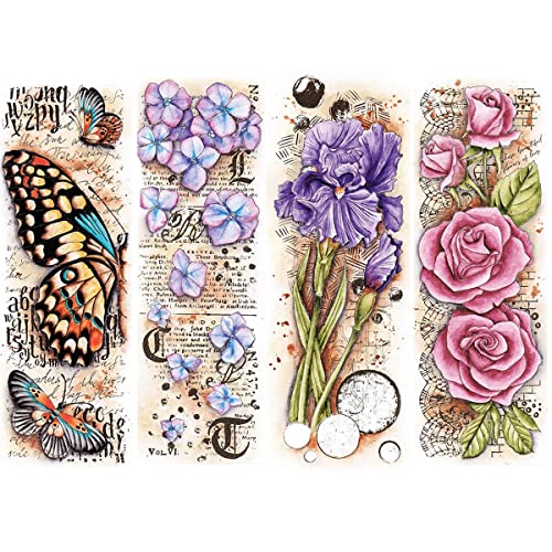 4 Stück Blumen Schmetterlinge Transparent Silikon Seal Stamping Stempel für Kartenherstellung DIY Scrapbooking Wörter Spruch Hintergrund Klar Gummistempel für Papier Basteln Handwerk Scrapbook Dekor von CYFUN DESIGN