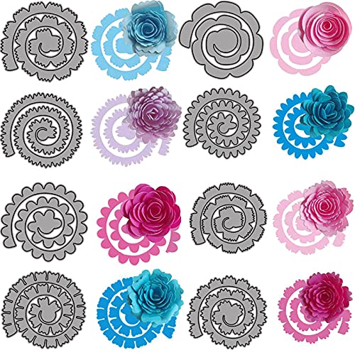 8 x 3D-Spiralblumen-Metall-Stanzformen für Bastelarbeiten, Scrapbooking, Girlande, Prägeschablonen, Stanzschablonen für Papierkarten, Kunsthandwerk, Scrapbooking, Albumdekoration von CYFUN DESIGN