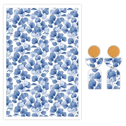 Blaues Transferpapier für Polymerton, 10 Stück Wassertransferblätter für Polymerton, Blumen-Ton, Transferpapier für Bastelarbeiten, Kunst, Schmuck, Ohrringe, Anhänger, Bastelbedarf, 14 x 8 cm Blaues Transferpapier für Polymerton, 10 Stück Wassertransferblätter für Polymerton, Blumen-Ton, Transferpapier für Bastelarbeiten, Kunst, Schmuck, Ohrringe, Anhänger, Bastelbedarf, 14 x 8 cm von CYFUN DESIGN