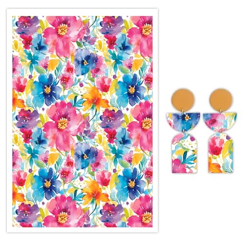 Blumen-Transferpapier für Polymerton, Wassertransferblätter für Polymerton, Aquarell-Blumenmuster, Polymer-Ton, Transferpapier für Bastelarbeiten, Kunst, Schmuck, Ohrringe, Anhänger, Dekoration, 14 x Blumen-Transferpapier für Polymerton, Wassertransferblätter für Polymerton, Aquarell-Blumenmuster, Polymer-Ton, Transferpapier für Bastelarbeiten, Kunst, Schmuck, Ohrringe, Anhänger, Dekoration, 14 x von CYFUN DESIGN