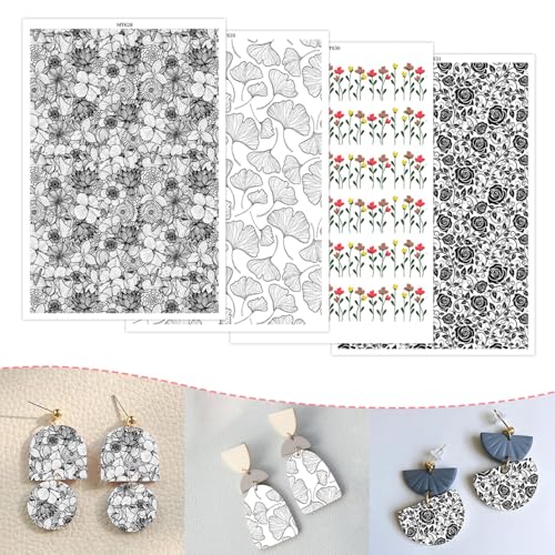 Blumenblattpapier für Polymerton, 4 Designs, 20 Stück, Wassertransferblätter für Polymerton, Ginkgo-Blatt, Rose, Sonnenblume, Polymer-Ton, Transferpapier für Bastelarbeiten, Kunst, Schmuck, Ohrringe Blumenblattpapier für Polymerton, 4 Designs, 20 Stück, Wassertransferblätter für Polymerton, Ginkgo-Blatt, Rose, Sonnenblume, Polymer-Ton, Transferpapier für Bastelarbeiten, Kunst, Schmuck, Ohrringe von CYFUN DESIGN