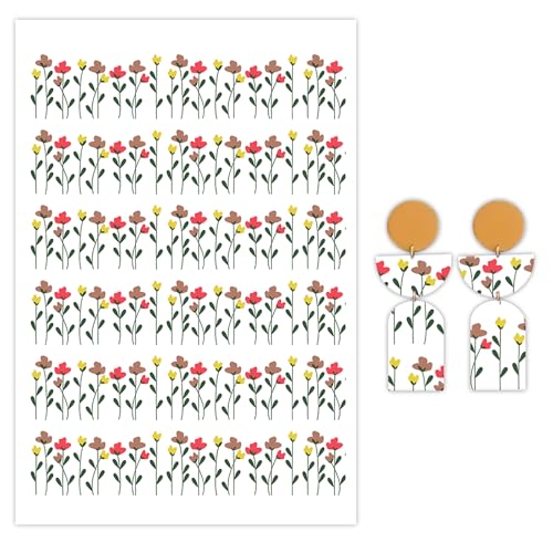 Blumenpapier für Polymerton, 10 Stück Wassertransferblätter für Polymerton, niedliche Farbblumen, Ton-Transferpapier für Bastelarbeiten, Kunst, Schmuck, Ohrringe, Anhänger, Bastelbedarf, 14 x 8 cm Blumenpapier für Polymerton, 10 Stück Wassertransferblätter für Polymerton, niedliche Farbblumen, Ton-Transferpapier für Bastelarbeiten, Kunst, Schmuck, Ohrringe, Anhänger, Bastelbedarf, 14 x 8 cm von CYFUN DESIGN