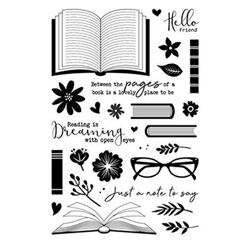 Books-Lable Metall-Stanzformen und Stempel, Sonnenblumen-Sonnenbrille, Stern-Herz, für Kartenherstellung,Prägeschablone, Stanzschablone, Gummi, weicher Stempel, DIY, Scrapbooking,Papierhandwerk von CYFUN DESIGN