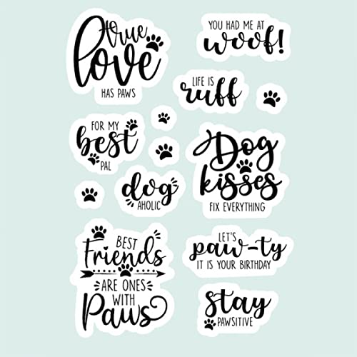 Dogs Paws Stamp for Card Making Love,Life is well,Stay Pawsitive,Dogs Kiss Words Phrase Transparent Silicone Seal Stamping Stamp for Paper Crafting Handmade Crafts Scrapbooking Supplies Album Decor von CYFUN DESIGN