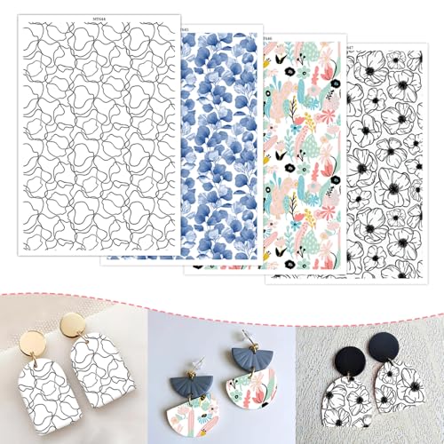 Florales Transferpapier für Polymerton, 4 Designs, 20 Stück, Wassertransferblätter für Polymerton, buntes Blumenmuster, Polymer-Ton, Transferpapier für DIY-Kunst, Schmuck, Ohrringe, 14 x 8 cm Florales Transferpapier für Polymerton, 4 Designs, 20 Stück, Wassertransferblätter für Polymerton, buntes Blumenmuster, Polymer-Ton, Transferpapier für DIY-Kunst, Schmuck, Ohrringe, 14 x 8 cm von CYFUN DESIGN