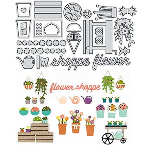 Flower Shoppe Stanzformen für Kartenherstellung DIY Scrapbooking Blüten Blumenkorb Topfpflanze Bewässerungstopf Metall Stanzformen für Papier Basteln Handarbeit Handwerk Scrapbooking Zubehör von CYFUN DESIGN