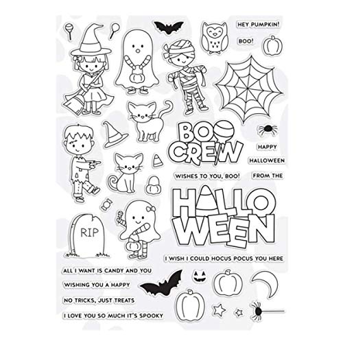 Halloween Urlaub Kürbis Geist Fledermaus durchsichtiger Gummistempel und Metall-Stanzformen-Set für die Kartenherstellung, Scrapbooking, Basteln, Fotoalbum, Dekor, Prägeschablone von CYFUN DESIGN