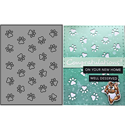 Hunde Pfoten Hintergrund Rechteckige Rahmen Stanzformen für Kartenherstellung DIY Scrapbooking Prägeschablone Stanzschablone Formen Handwerk Scrapbooking Zubehör Metall Stanzformen für Papierhandwerk von CYFUN DESIGN