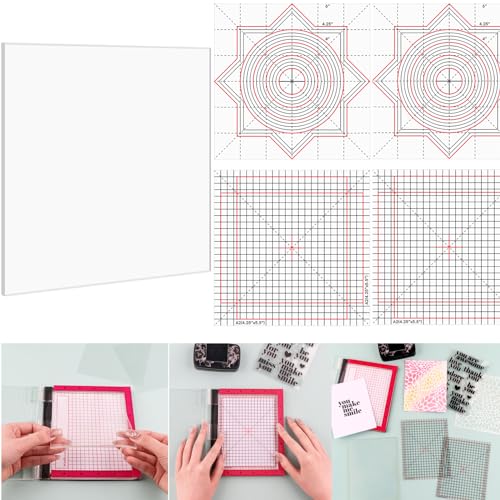 Photopolymer-Griffmatte mit 4 bedruckten Anleitungen zum Stempeln, vielseitig verwendbare, rutschfeste Klebematten, passt in Stempelpositionierungswerkzeug für Kartenherstellung, hält Ihren Karton von CYFUN DESIGN