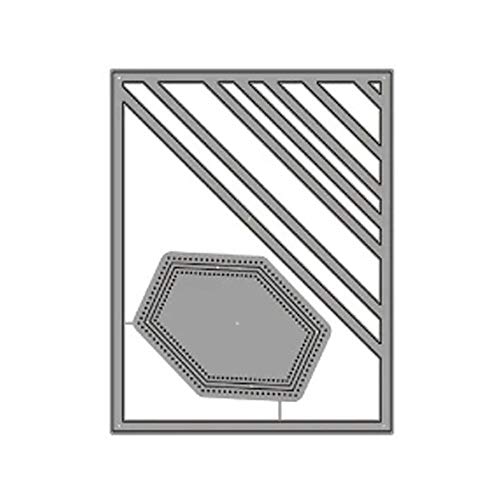 Rechteckige, halb gestreifte Abdeckung mit Sechseck-Hintergrundrahmen, Metall-Stanzformen für Kartenherstellung, DIY, Scrapbooking, Prägeschablone, Stanzschablone, Papierhandwerk, Scrapbooking von CYFUN DESIGN