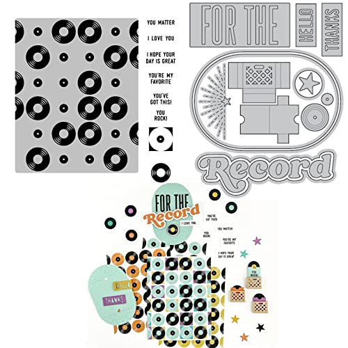 Schallplatten Stanzformen und Stempel-Sets für die Kartenherstellung für die Schallplatte Ovale Sterne Metall Stanzformen Koordinate Schallplatten Transparenter Gummistempel für DIY Scrapbooking von CYFUN DESIGN