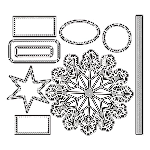 Stern-Schneeflocken-Stanzformen für Kartenherstellung, Scrapbooking, Schneeflocke und sein Rahmen, ein Stern und andere geometrische Formen, Metall-Stanzformen für Papierbasteln, Handarbeit, von CYFUN DESIGN